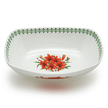 Салатница прямоугольная "Лилии"